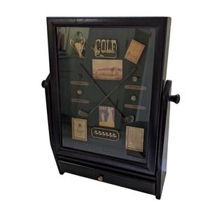 vintage Golf framed 3d shadow box mirror tees balls trophies